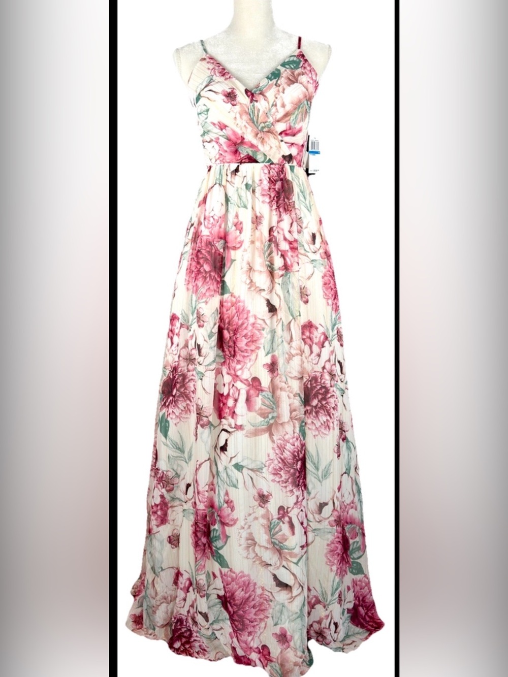 NWOT Floral Pleated Maxi Dress - Pink Floral- Size 11